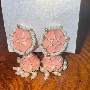 Pink and Gold Star Earrings